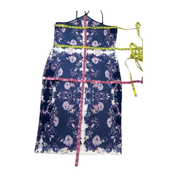 Venus Blue Pink Floral Halter Scuba Sheath Dress‎ Sz Large - Picture 5 of 6